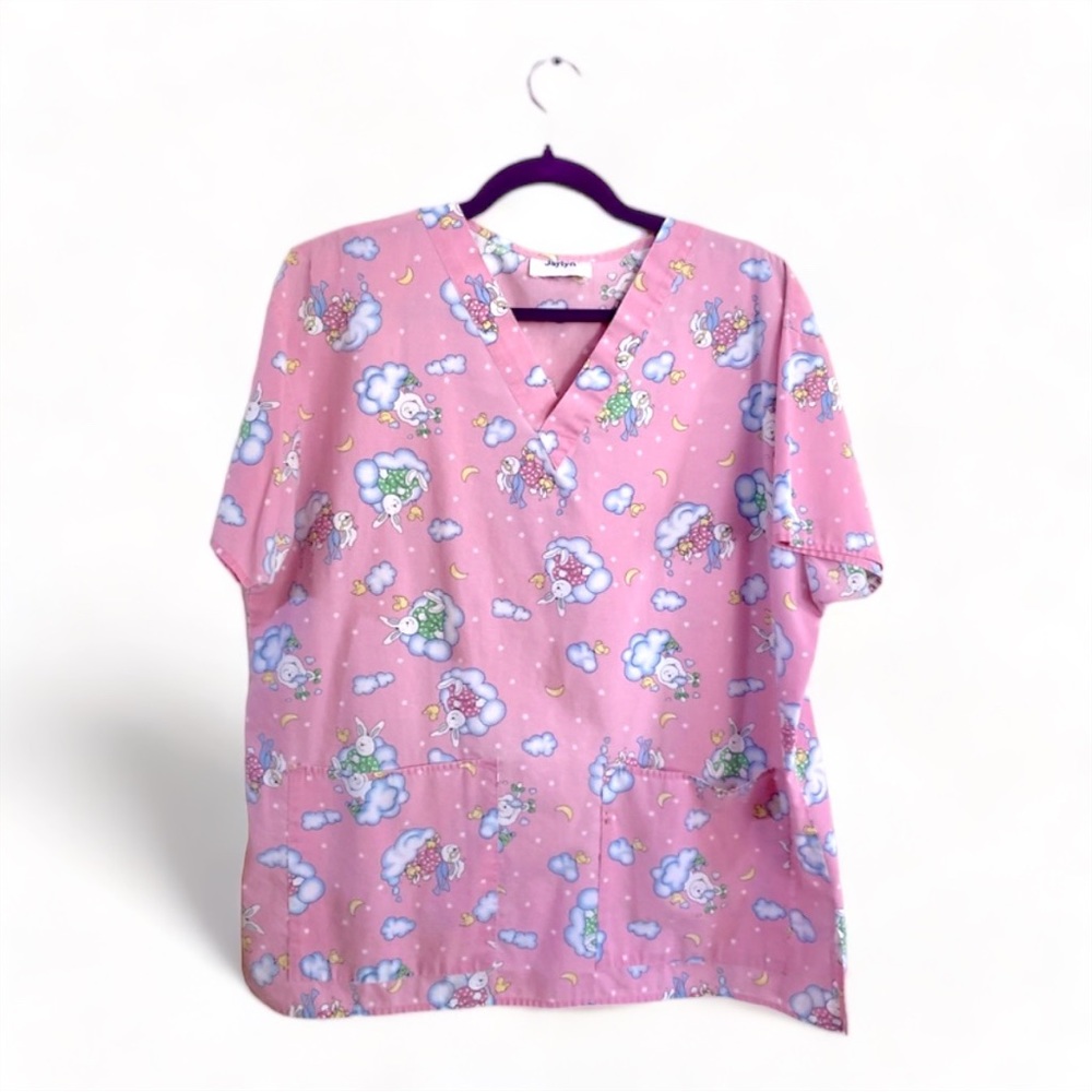 Jaylyn Silly Rabbits Scrub V-Neck Top- Med